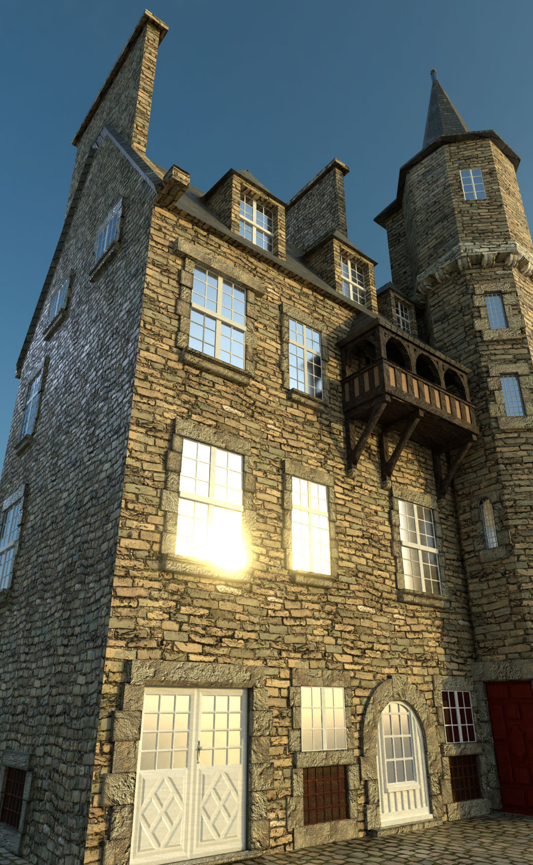 Rendu 3D d'une ancienne maison dans Saint-Malo intramuros